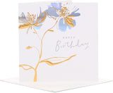 Elegant UK Greetings Luxury Foil Flower Birthday Card from the Camden Collection, featuring a shiny floral design.