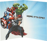 UK Greetings Marvel Avengers Father's Day Card featuring superhero characters and colorful design, perfect for celebrating dads.