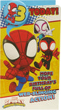 Marvel Spider-Man 3rd birthday greeting card from UK Greetings featuring Spider-Man image and a badge for celebration.