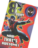 Marvel Spider-Man 8th birthday greeting card by UK Greetings featuring Spider-Man illustration for kids' birthday celebrations