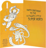 UK Greetings Marvel Spider-Man birthday greeting card featuring Spider-Man image and a badge, perfect for superhero fans.