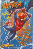 UK Greetings Marvel Spiderman Nephew birthday greeting card featuring Spiderman illustration for a special birthday message.