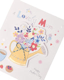 UK Greetings Mother's Day card with envelope featuring a cute watering can design, measuring 186x186mm.