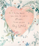 UK Greetings Mother's Day card with envelope featuring a heart and leaves design, 159 x 184mm, greeting card for special occasions.