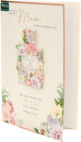 UK Greetings Mother’s Day greeting card with envelope featuring a pretty perfume design on white background, 194 x 295mm.