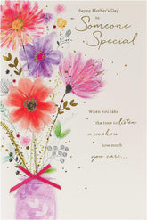 UK Greetings Mother's Day card with envelope featuring Someone Special design, perfect for celebrating moms with heartfelt messages.