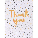 Set of 10 UK Greetings thank you greeting cards for him, her, or friends featuring black and gold spotty design, 130mm by 100mm.