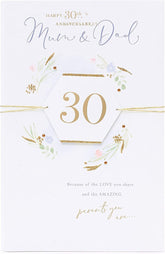 UK Greetings Mum and Dad 30th Anniversary Card, a greeting card with heartfelt design for parents' special celebration.