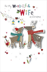UK Greetings My Wonderful Wife Christmas greeting card featuring a button box design, perfect for holiday wishes.