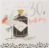 UK Greetings Neon Lustre 30th Birthday Gin greeting card with colorful neon design and celebratory message.