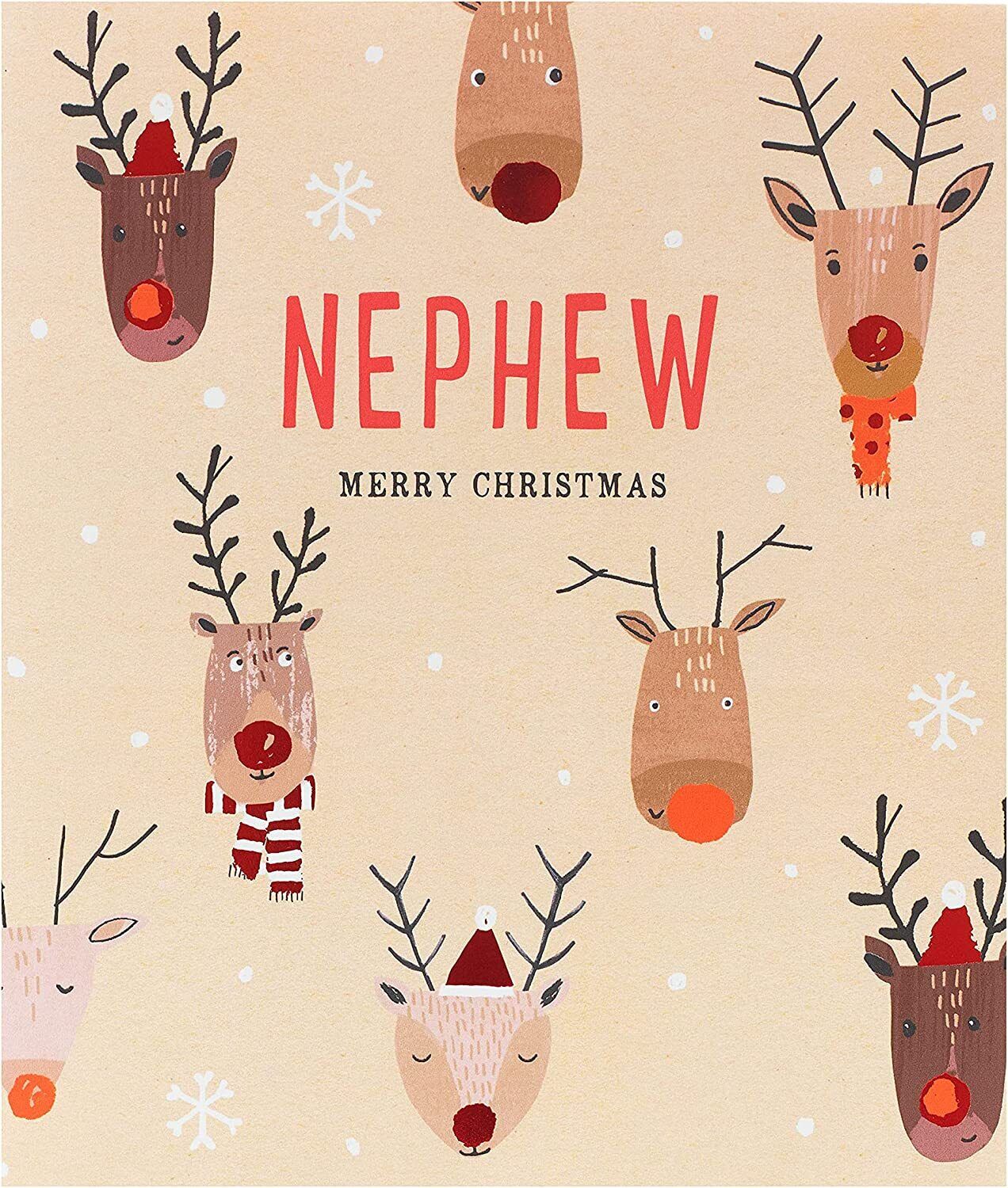 UK Greetings Nephew Christmas greeting card featuring festive design, perfect for sending holiday wishes to your nephew.