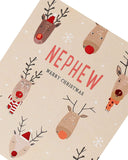 UK Greetings Nephew Christmas greeting card featuring festive design, ideal for sending holiday wishes to your nephew.