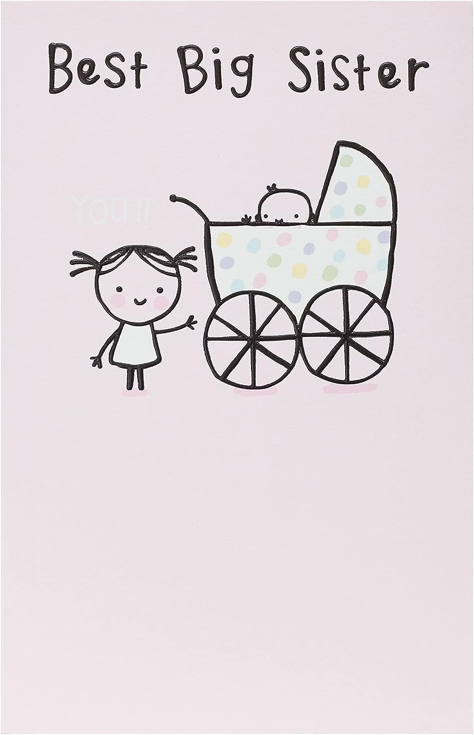 UK Greetings New Big Sister congratulations card featuring colorful design and heartfelt message for celebrating a new sister.