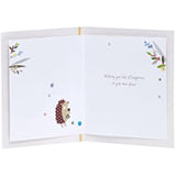 UK Greetings new home greeting card for him, her, or friends featuring a cute hedgehog design with envelope.