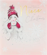 UK Greetings Niece Chocolate Christmas Card, festive greeting card with holiday design and cheerful message for nieces.