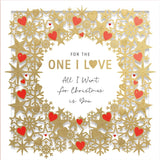 UK Greetings One I Love All I Want Is You 3D Cut Out Luxury Christmas Card with festive holiday design and elegant greeting details.