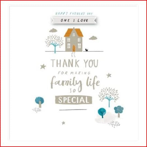 UK Greetings Father’s Day card featuring heartfelt "Thank You" message for making family life special, part of greeting card collection.
