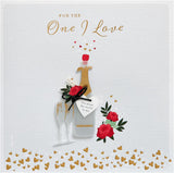 UK Greetings One I Love Valentines Day Card for Him or Her with modern design and envelope, featuring romantic message and vibrant colors.