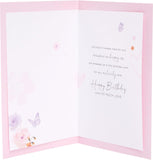 UK Greetings pink and gold wife birthday card featuring elegant floral design and heartfelt message, perfect for celebrating special occasions.