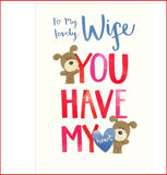 UK Greetings Valentine's card with pop-up design for wife, featuring heartfelt message and romantic imagery.