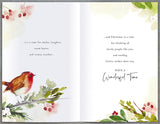 UK Greetings Robin Christmas Wishes traditional foiled greeting card with festive holiday design and shiny foil accents