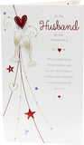 UK Greetings romantic husband anniversary card with heartfelt verse, featuring floral design and elegant message for special celebration.