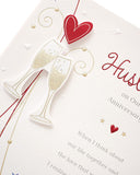 UK Greetings romantic husband anniversary card with a lovely verse, celebrating our life together, suitable for special occasions.