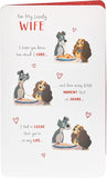 UK Greetings Romantic Wife Birthday Card featuring Lady and the Tramp design, perfect for celebrating special occasions with love.