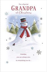 UK Greetings Santa and Snowman Grandpa Christmas Card featuring festive holiday illustration with Santa, snowman, and seasonal design.