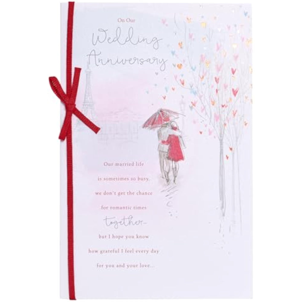 UK Greetings wedding anniversary greeting card with sentimental design, featuring elegant floral and heartfelt message for special occasions.