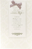 UK Greetings Silver 25th Wife wedding anniversary greeting card with romantic message inside and elegant silver design.