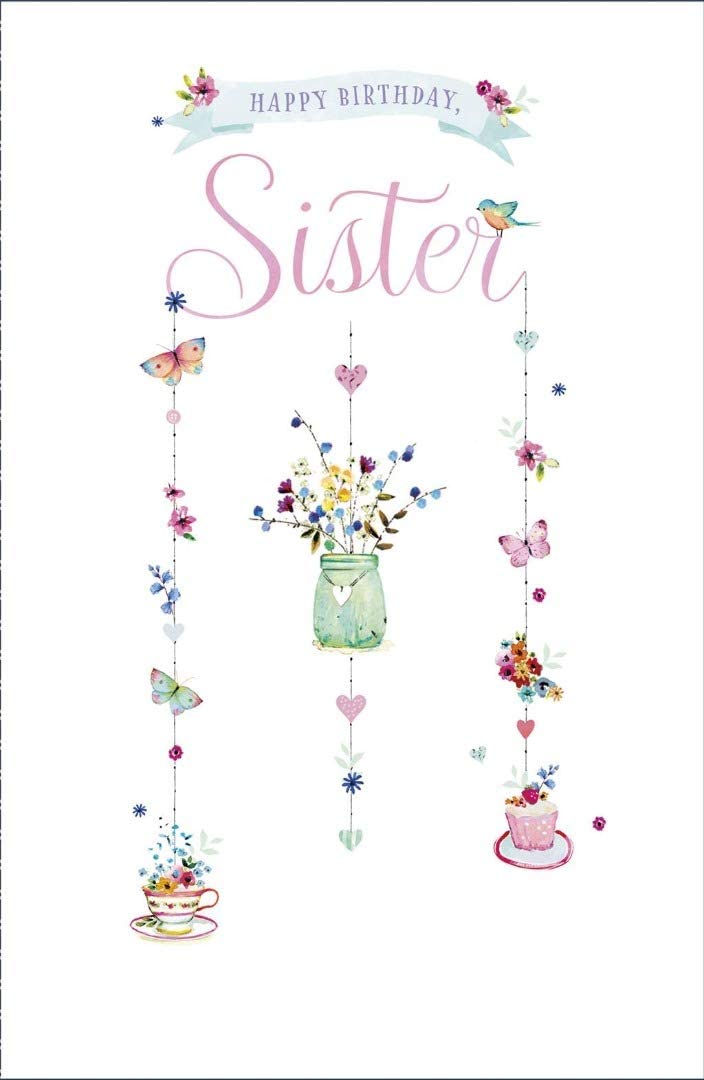 UK Greetings Sister Birthday Card featuring colorful floral design, perfect for celebrating a special sister's birthday.