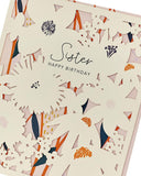 UK Greetings Sister Birthday Card featuring colorful design, perfect for celebrating a special sister's birthday with heartfelt wishes.