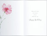 Pink watercolour floral sister-in-law birthday card from UK Greetings, featuring elegant floral design and heartfelt message.