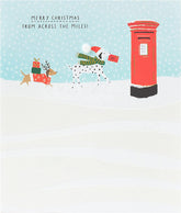 UK Greetings Snow Dogs Christmas Card featuring festive snow dogs design, perfect for holiday greetings and seasonal cheer.