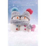 UK Greetings snowman and snowwoman greeting card for a special couple, featuring festive winter scene and cheerful holiday design.