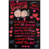 UK Greetings Someone Special Valentine's Day Card for Him or Her with large text and badge design, includes envelope.