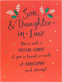 UK Greetings Son & Daughter-in-Law Christmas Card featuring typography design, perfect for holiday greetings.