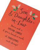 UK Greetings Son & Daughter in Law Typography Christmas Card featuring festive holiday design and heartfelt message.