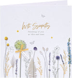 UK Greetings sympathy card with a natural design, featuring "Sorry for Your Loss" and "Thinking of You" message in elegant style.