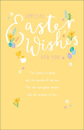 UK Greetings Easter greeting card featuring colorful Easter-themed designs with "Happy Easter" message, suitable for celebrating the holiday.