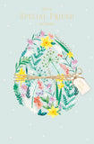 UK Greetings Special Friend with Love Easter greeting card featuring colorful floral and heartfelt message for friends.