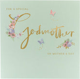 UK Greetings Special Godmother Mother’s Day Card with floral design and heartfelt message, perfect for celebrating a godmother.