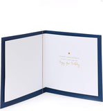 UK Greetings Star Attachment Sentimental Son Birthday Card showing a colorful greeting card with a star design and heartfelt message.