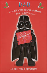 UK Greetings Star Wars Christmas card featuring Darth Vader design, perfect for sending holiday wishes to Dad.