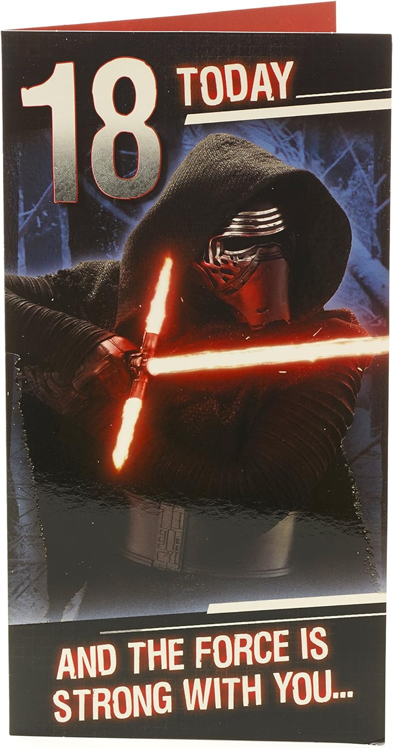 UK Greetings Star Wars Darth Vader 18th birthday card featuring Darth Vader illustration on a greeting card for special celebrations.