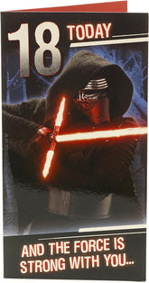 UK Greetings Star Wars Darth Vader 18th birthday card featuring Darth Vader illustration on a greeting card for special celebrations.