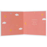 UK Greetings Sweet Animal Design New Baby Girl Card featuring colorful animal illustrations and cheerful greeting for a new arrival.