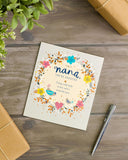 UK Greetings Sweet Design Nana Birthday Card, colorful greeting card with cheerful floral and heart illustrations for Nana.
