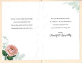 UK Greetings Sympathy Rose Beyond the Wall greeting card featuring a delicate rose design on the front.